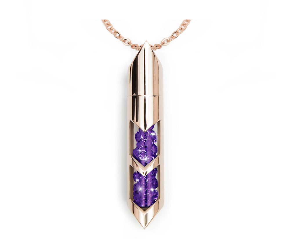 Shaker halsband - Februari, Roséguld